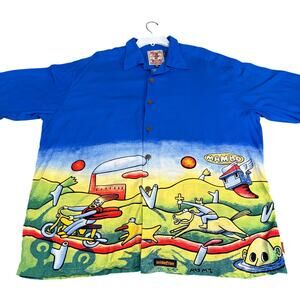 Rare Vintage Mambo Loud Shirt Jesus on a Bicycle Size XL Australian Open 90s